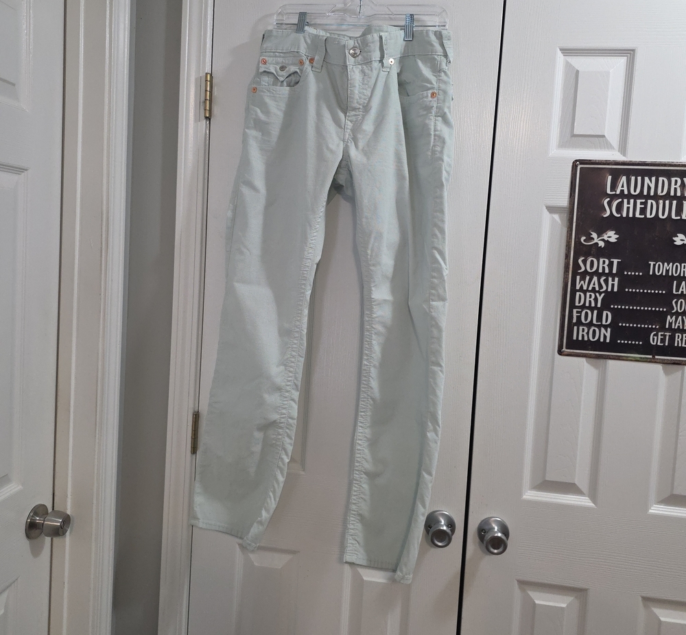 True Religion Slim Straight Jeans in Light Mint